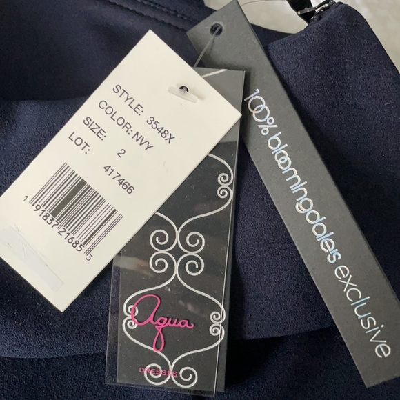 Navy Blue, Aqua crepe dress, size 2, brand new with tags, one shoulder with slit - Picture 9 of 9